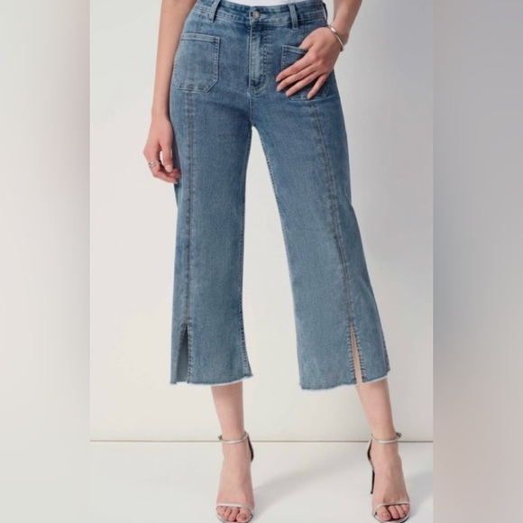 Joseph Ribkoff Denim - Joseph Ribkoff Culotte Jeans/Denim With Rhinestone Front Seam Slit Hem Size 8